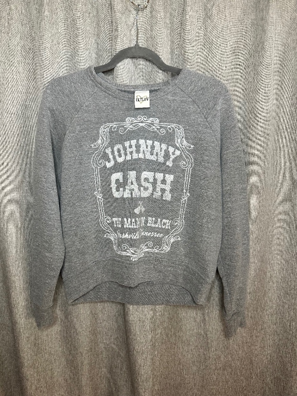 Letluv Anthropologie Johnny Cash The Man in Black Sweatshirt Gray XS